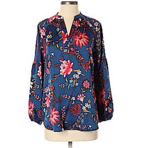 Ann Taylor LOFT Floral blouse L Blue Pink